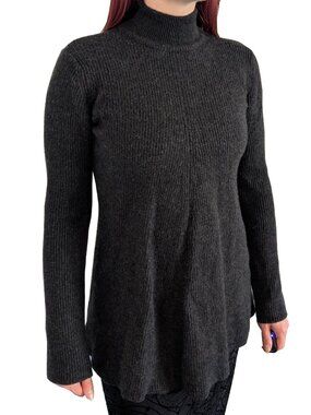 DKNY 100% Wool Vintage Turtle Neck Tunic Sweater Gray | Small